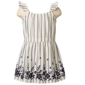 GAP Sleeveless Dress 6/7 NWT Striped and Embroidery Youth Small